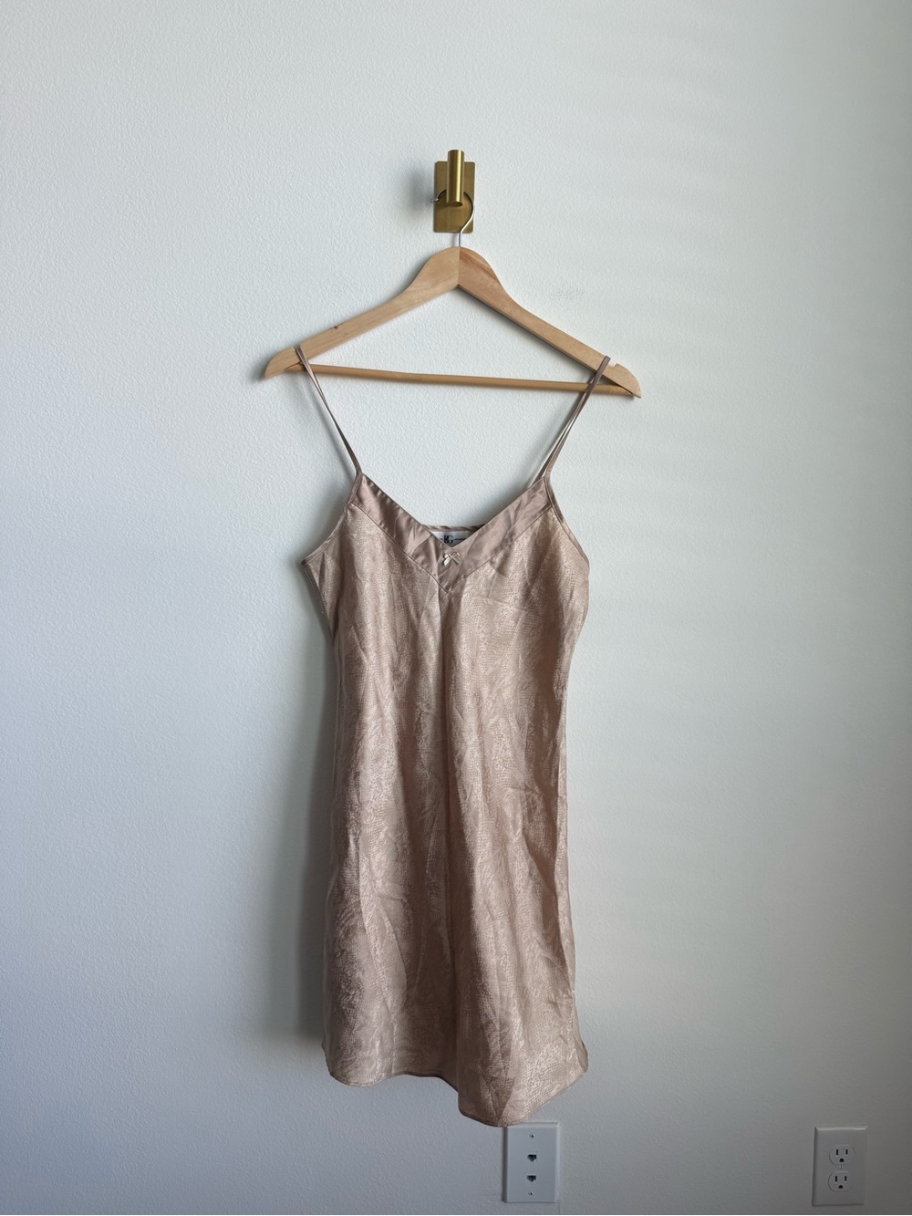 Vintage BG Lingerie Champagne Satin Snake Print Slip Dress Nightgown OS - Picture 6 of 9
